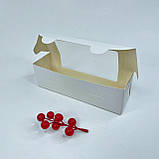 Коробка для макаронс, 200*60*60 мм, з вікном, біла, фото 2