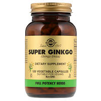 Трави Solgar Гінкго Білоба Супер, Super Ginkgo Biloba, 120 желатинових до (SOL-03915)