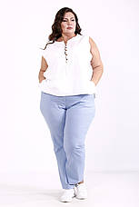 Зручні літні штани великих розмірів з льону блакитні, фото 3