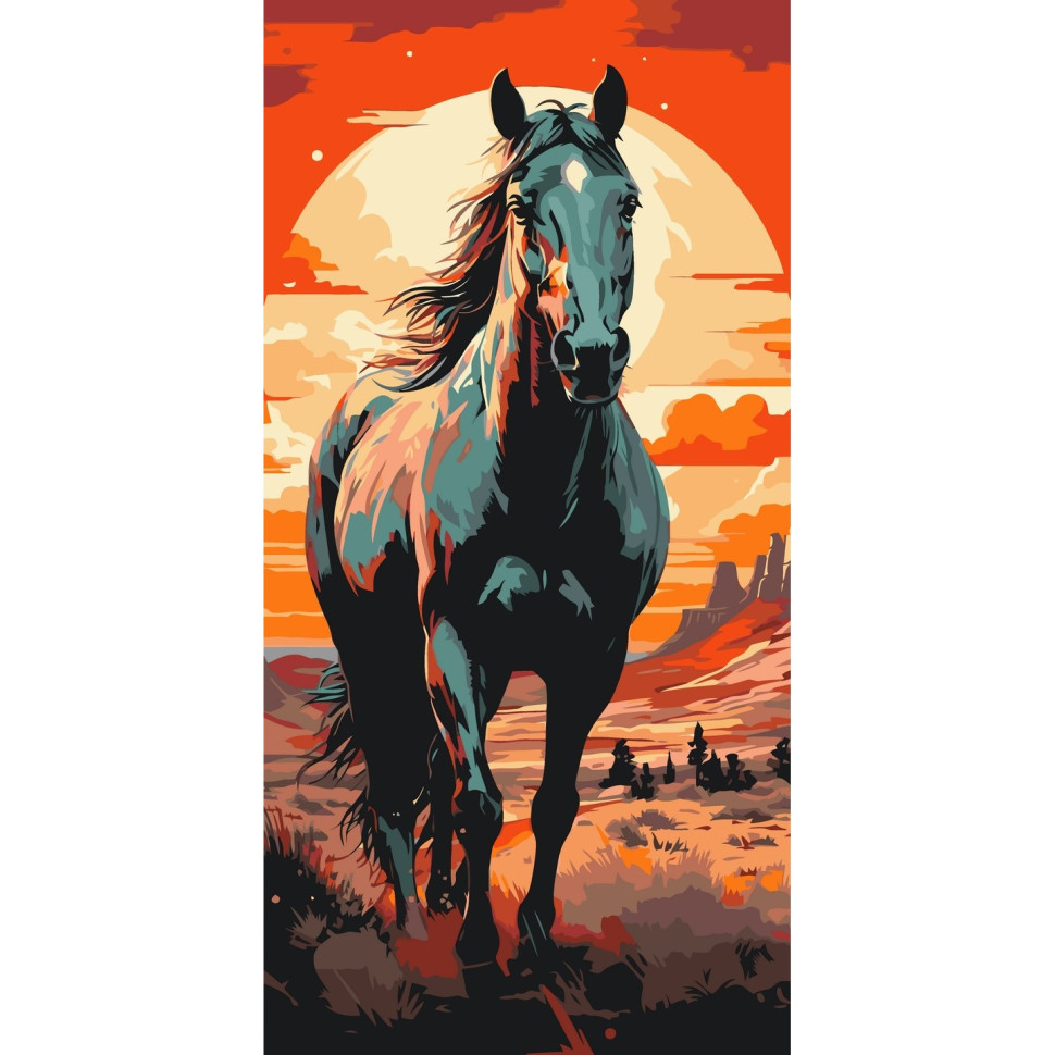 Картина за номерами 40х80 см. Кінь Horse art АС11541