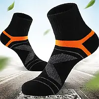 Стильные хлопковые носки - Черные с оранжевым
