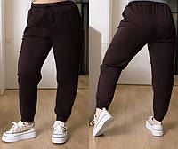 Женские стильные брюки котоновые джогеры с карманами, батал большие размеры