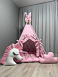 Вігвам дитячий Єдиноріжки БОНБОН з Корзиною Повний комплект, вігвам для дівчинки, вігвам для дітей, дитячий вігвам дитяча палатка, фото 5