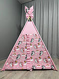 Вігвам дитячий Єдиноріжки БОНБОН з Корзиною Повний комплект, вігвам для дівчинки, вігвам для дітей, дитячий вігвам дитяча палатка, фото 3