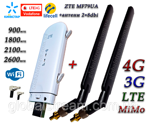 4G 3G Wi-Fi Роутер ZTE MF79u + антени на 8dBi SMA-TS9 (укр +rus меню)