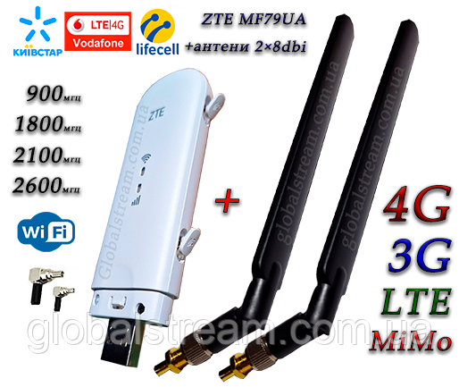 4G 3G WiFi Роутер ZTE MF79u + антени на 8dBi SMA-TS9 (укр +rus меню)