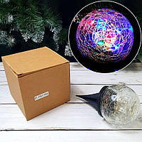 Садовий ліхтарик на сонячній батареї з ефектом битого скла, 10см (Світильник садовий)