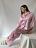 Жіноча шовкова піжама: сорочка на ґудзиках та штани з кишенями, фото 3