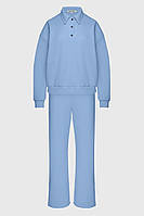 Костюм женский кофта и брюки с разрезами из футера German Volf. 23077 голубого цвета-XL