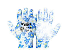 Рукавички безшовні трикотажні MASTERTOOL "Барвінок" з поліуретановим покриттям долоні 9" 17-20 г підвіс 12