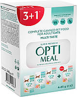 Optimeal Adult Cat Multi Taste №4 кролик, форель, индейка, 3+1 шт