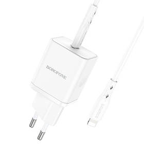 СЗУ блок Borofone BN6 (1 Type-C PD20W) + кабель Type-C - iPhone білий