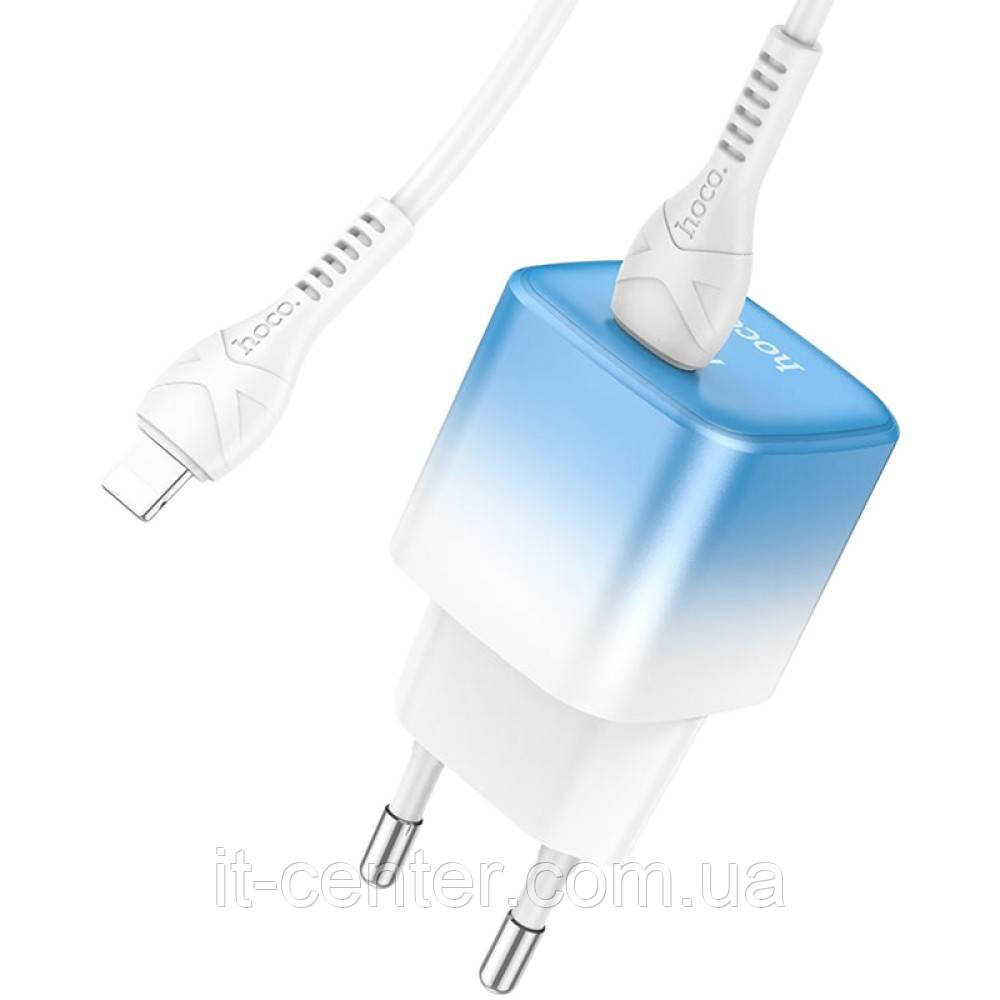 СЗУ блок Hoco C101A PD20W (1 Type-C) блакитний + кабель Type-C - iPhone