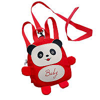 Детский рюкзак A-6864 Panda с ремешком анти-потеряшка Red "Lv"