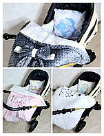 Комплект постельного белья в детскую коляску "Минки"