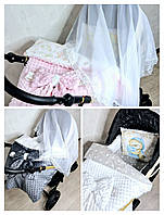 Комплект постельного белья в детскую коляску "Минки"