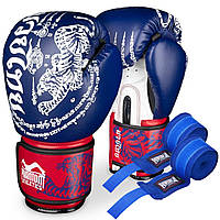 Боксерские перчатки Phantom Muay Thai Blue 16 унций (капа в подарок) тренировочные перчатки для единоборств