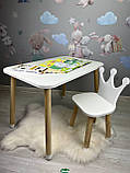 Столик дитячий прямокутний білий та стілець білий  Корона, фото 4
