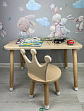 Столик дитячий прямокутний коричневий та стілець коричневий  Корона, фото 3