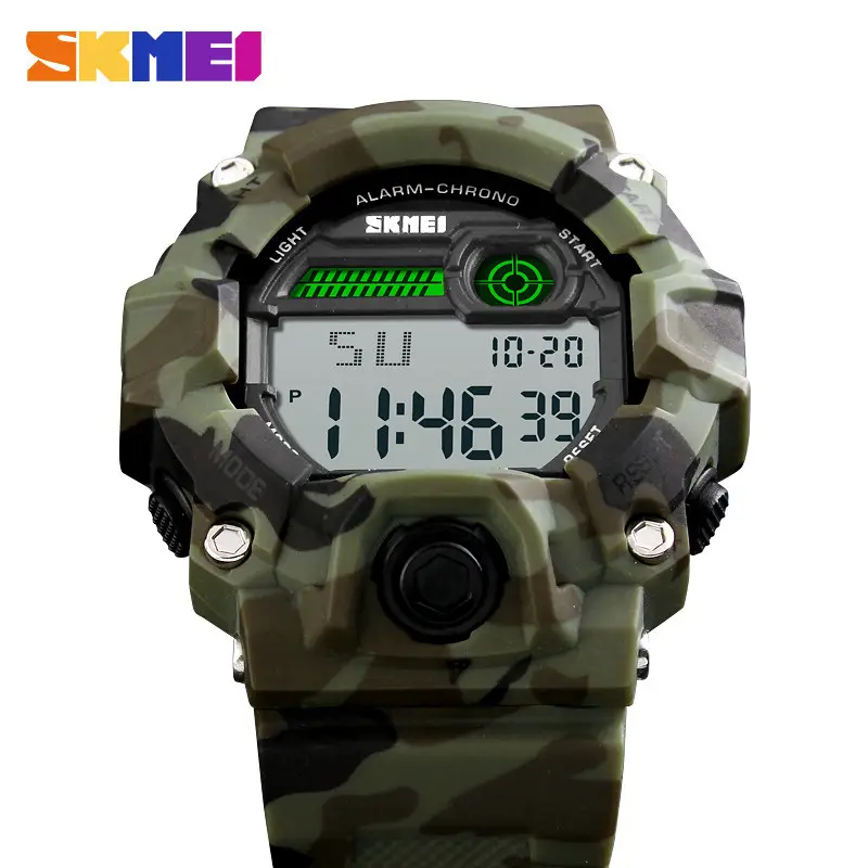 Мужские спортивные часы Skmei 1197 (Зеленый камуфляж), наручные часы мужские спортивные, электронные армейские - фото 2 - id-p2149172451