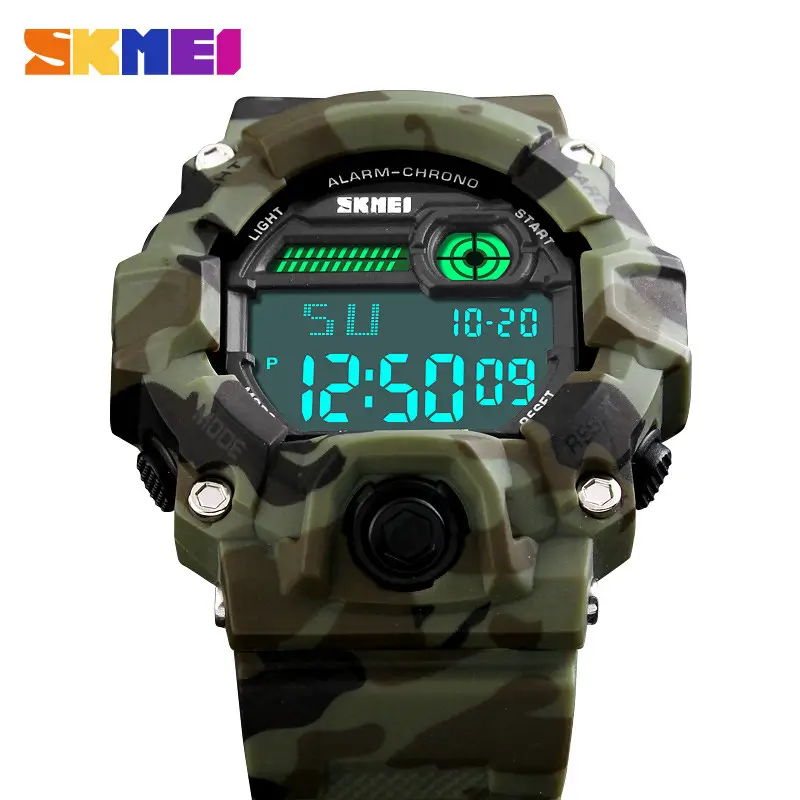 Мужские спортивные часы Skmei 1197 (Зеленый камуфляж), наручные часы мужские спортивные, электронные армейские - фото 4 - id-p2149172451