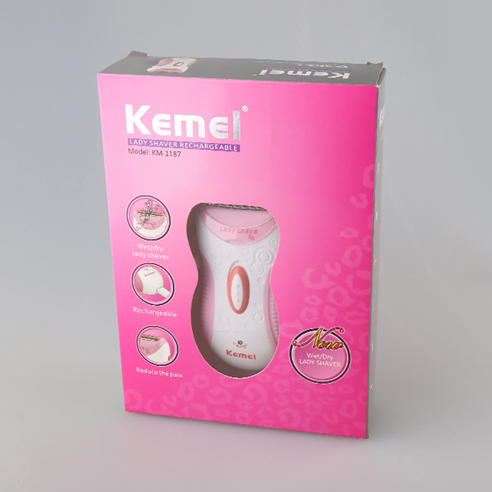 Жіноча акумуляторна електробритва тример для видалення волосся Kemei KM-1187 бездротова