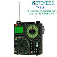 Радиоприемник Retekess TR112 AM/FM/SW/WB//VHF/AIR, Li-Ion,TypeC, наушники, управление со смартфона, BT