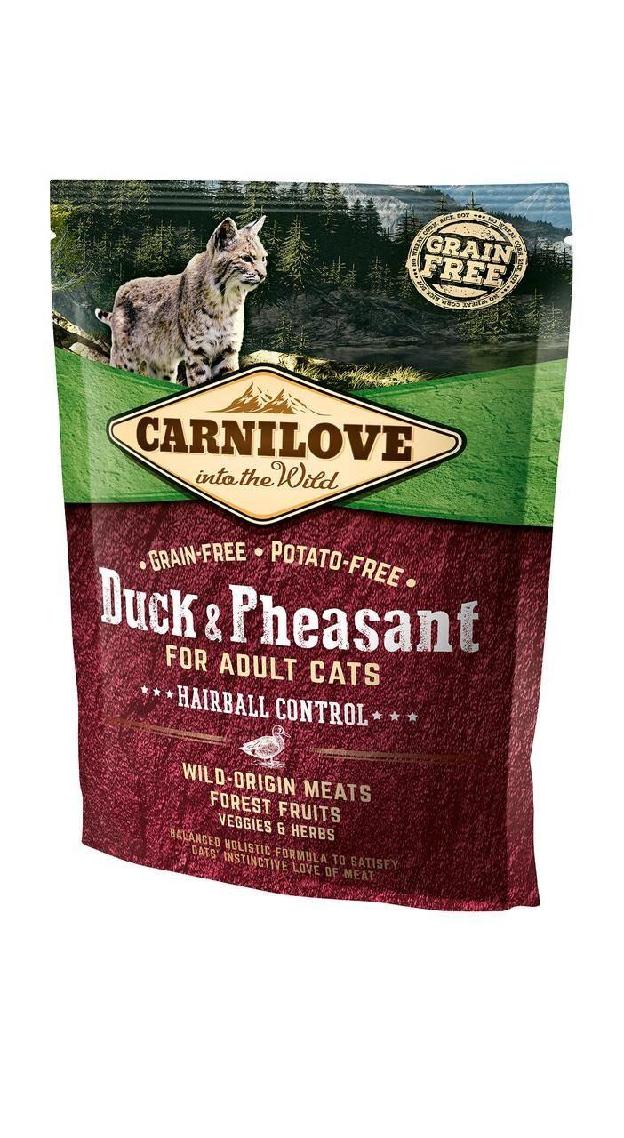 Корм Carnilove Cat Duck Pheasant Hairball Control сухий з качкою та фазаном для виведення шерсті в котів 0.4 кг