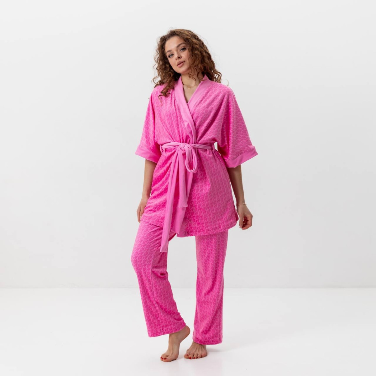 Комплект жіночий з плюшевого велюру штани та халат Victoria's Secret 3418_S 15955 S код ID 4727269