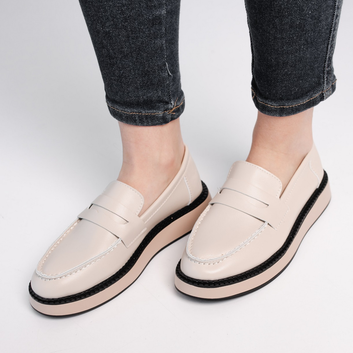 Лофери жіночі Fashion Ann 3907 39 розмір 25 см Бежевий код ID 4542711