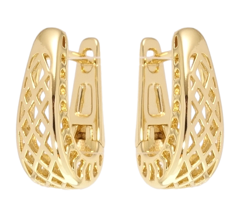 

Серьги Xuping Позолота 14K английский замок "Резной орнамент"