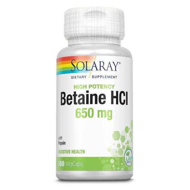 

Solaray Betaine HCL with Pepsin 650 mg 100 капсул новый дизайн