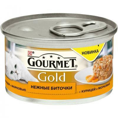 

Консерви Gourmet Gold для котів, ніжні биточки з куркою і морквою, 85 г