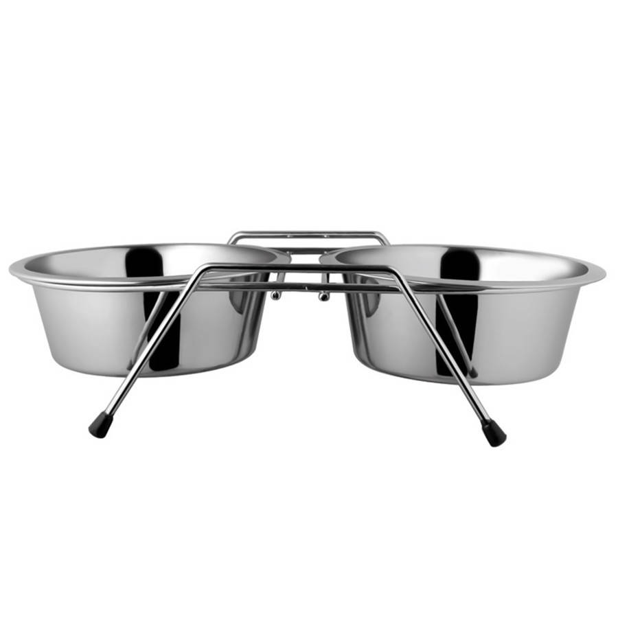 

Подставка с мисками из нержавейки для собак Happet 12 см 200 мл (ММ39), Серебристый