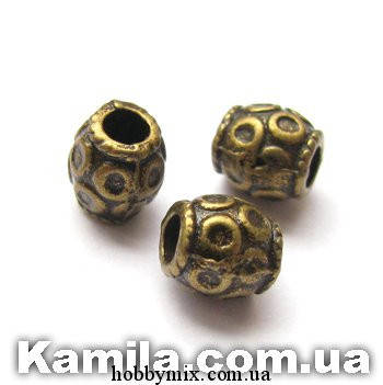 

Металл. бусина "бочонок" бронза (0,6 х 0,6 см) 20 шт в уп.