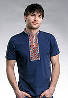 Мужская футболка с вышивкой с коротким рукавом «Казацкая (красная вышивка)» S
