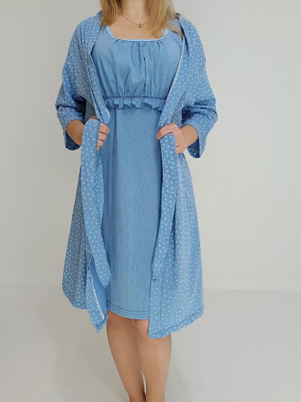 Комплект для вагітних і мам-годувальниць халат і нічна іграшка 48 Блакитний Triko (28745111-2)
