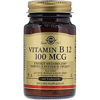 Метилкобаламин Solgar Vitamin B12 100 mcg 100 Veg Tabs SOL-03180 AM, код: 7519190