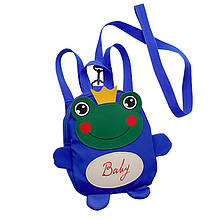 Дитячий рюкзак A-6864 Frog з ремінцем антивтрати Blue