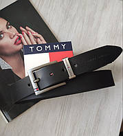 Кожаный стильный ремень Tommy Hilfiger black хорошее качество