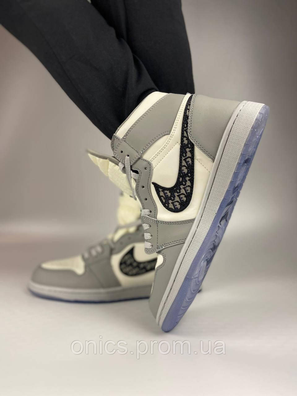 Nike Air Jordan 1 Retro Mid Grey White x Nike Dior кроссовки и кеды хорошее качество хорошее качество Размер - фото 1 - id-p2149260868