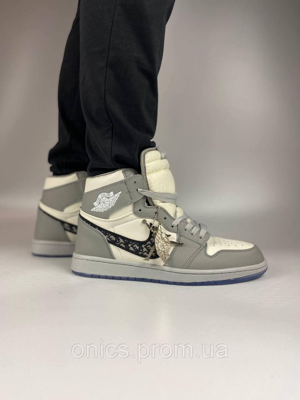 Nike Air Jordan 1 Retro Mid Grey White x Nike Dior кроссовки и кеды хорошее качество хорошее качество Размер - фото 2 - id-p2149260868