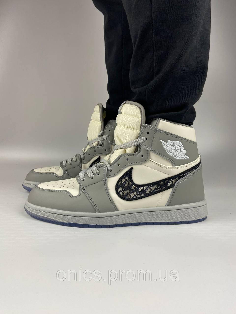 Nike Air Jordan 1 Retro Mid Grey White x Nike Dior кроссовки и кеды хорошее качество хорошее качество Размер - фото 3 - id-p2149260868