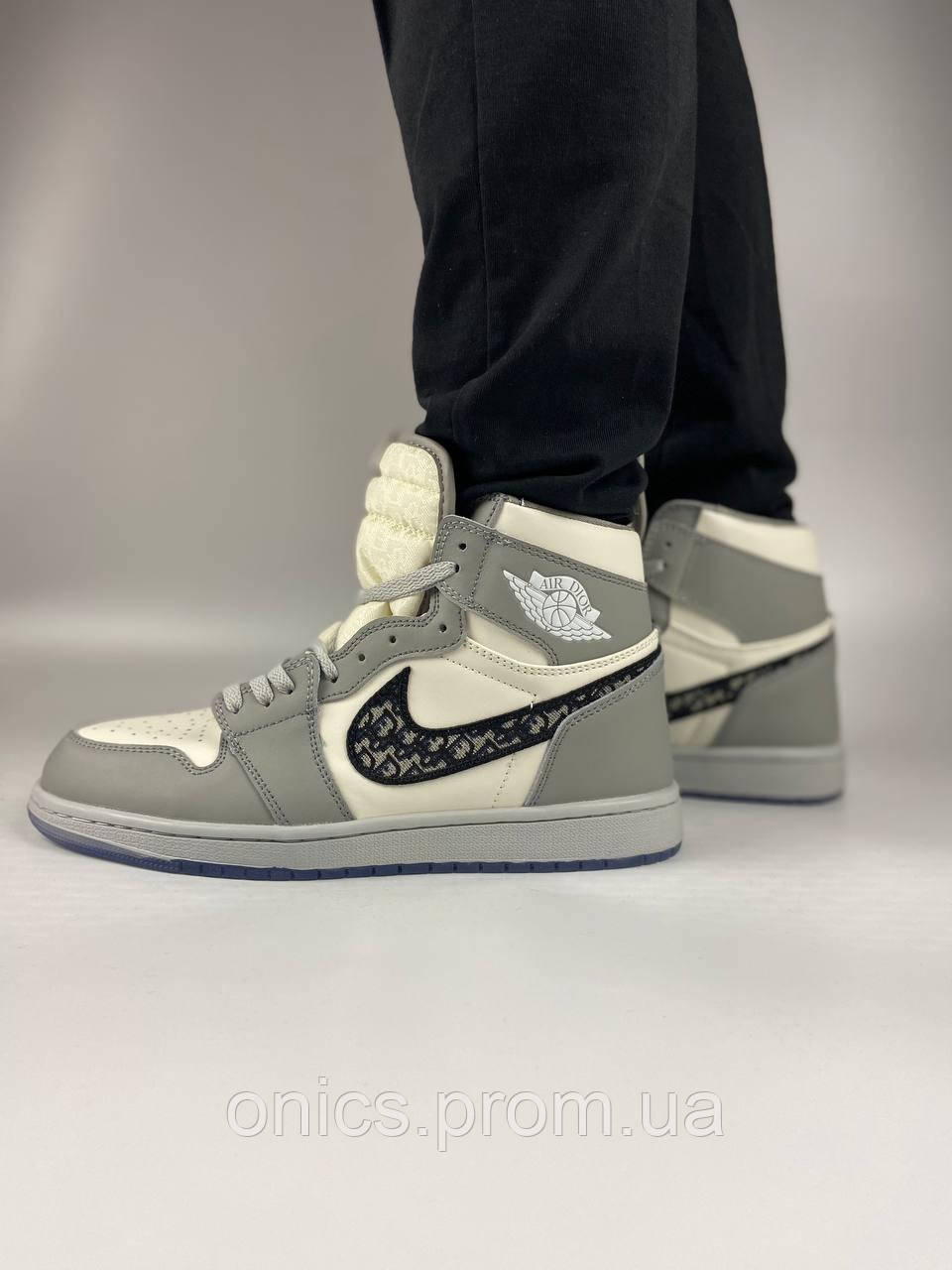 Nike Air Jordan 1 Retro Mid Grey White x Nike Dior кроссовки и кеды хорошее качество хорошее качество Размер - фото 4 - id-p2149260868