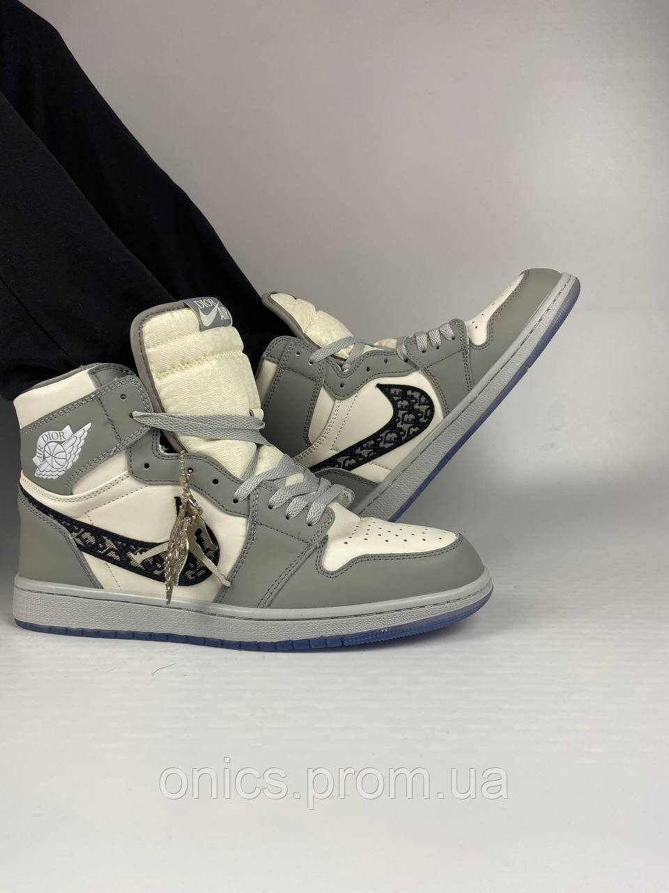 Nike Air Jordan 1 Retro Mid Grey White x Nike Dior кроссовки и кеды хорошее качество хорошее качество Размер - фото 7 - id-p2149260868