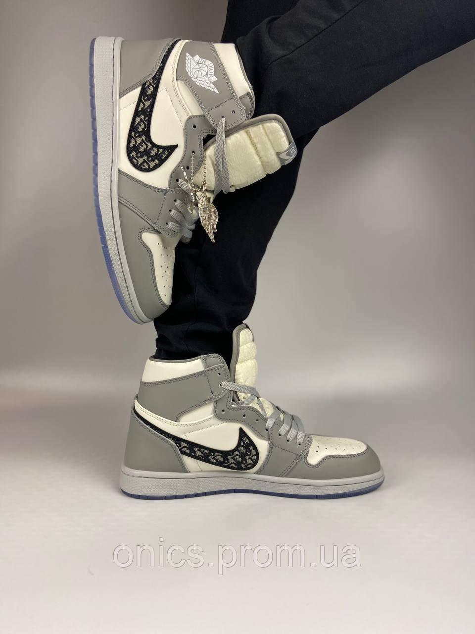 Nike Air Jordan 1 Retro Mid Grey White x Nike Dior кроссовки и кеды хорошее качество хорошее качество Размер - фото 8 - id-p2149260868