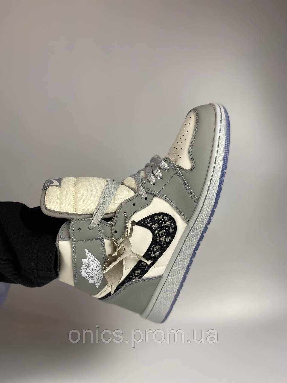 Nike Air Jordan 1 Retro Mid Grey White x Nike Dior кроссовки и кеды хорошее качество хорошее качество Размер - фото 10 - id-p2149260868