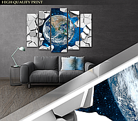 Модульна картина Poster-land у вітальню спальню Космос Планета Земля Art-438_5 ( 80х118см ) TS, код: 6502002