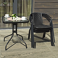 Комплект садовой мебели 4Points Monza-4 на дачу с квадратным столом и четырьмя стульями для сада для кафе KM