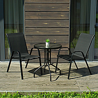 Комплект садовой мебели 4Points Udine-2 на дачу с круглым столом и двумя стульями для сада террасы